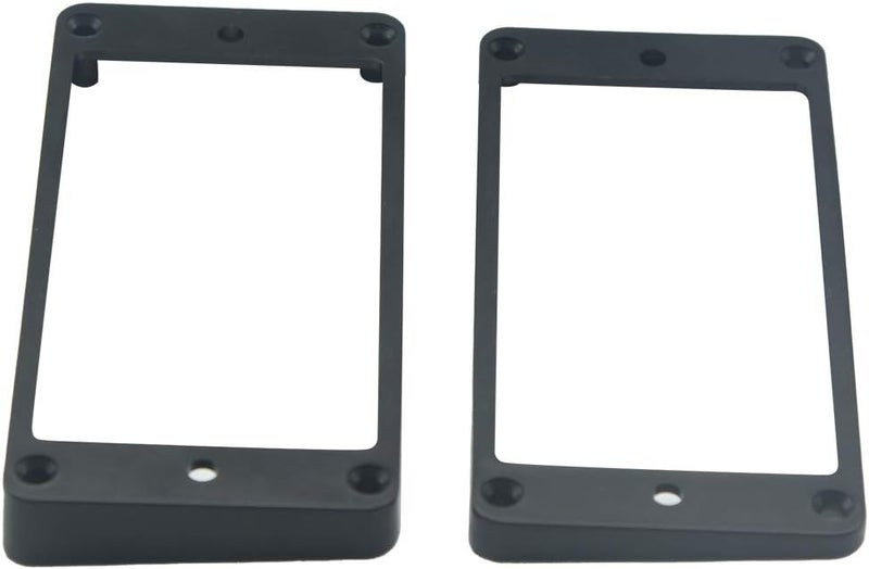 FLEOR 2pcs Black Plastic Neck & Bridge Humbucker Pickup Mounting Ring Curved Frame for LP Style Guitar - Image 1